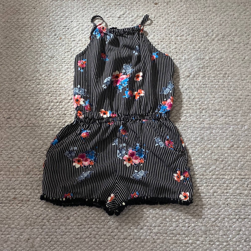 Black and white striped romper